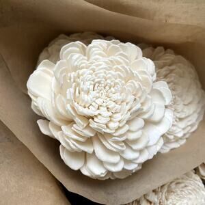 Ivory White Wooden Flower Reeds | 3 stem bouquet